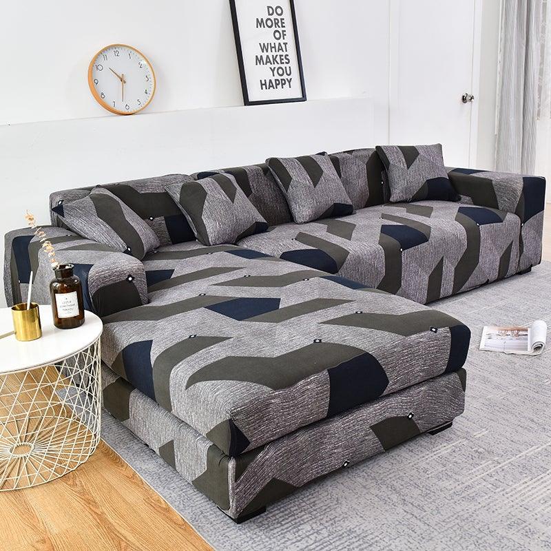 Sofa Cover Geometric Couch Cover Elastic Sofa Cover for Living Room Pets Corner L Shaped Chaise Longue Sofa Slipcover Shaped Sofa Slipcovers with Elastic Bottom, Jacquard Chaise Lounge Set for Living Room Stevvex