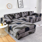 Sofa Cover Geometric Couch Cover Elastic Sofa Cover for Living Room Pets Corner L Shaped Chaise Longue Sofa Slipcover Shaped Sofa Slipcovers with Elastic Bottom, Jacquard Chaise Lounge Set for Living Room Stevvex