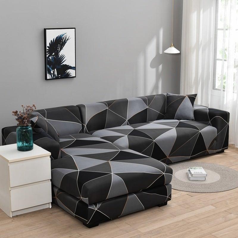 Sofa Cover Geometric Couch Cover Elastic Sofa Cover for Living Room Pets Corner L Shaped Chaise Longue Sofa Slipcover Shaped Sofa Slipcovers with Elastic Bottom, Jacquard Chaise Lounge Set for Living Room Stevvex