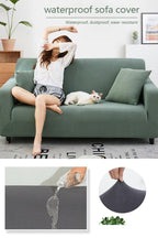 Elastic Waterproof Sofa Cover Plain Color Stretch Sofa Covers for Living Room Slipcover Couch Cover Furniture Protector Sofa Covers Non Slip Sofa Slipcovers with Elastic Hem Living Room Furniture Protector Stevvex