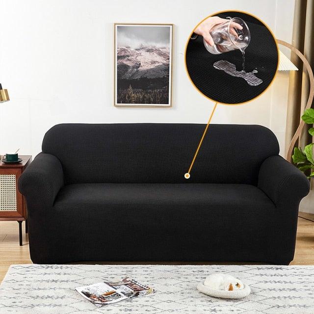 Elastic Waterproof Sofa Cover Plain Color Stretch Sofa Covers for Living Room Slipcover Couch Cover Furniture Protector Sofa Covers Non Slip Sofa Slipcovers with Elastic Hem Living Room Furniture Protector Stevvex