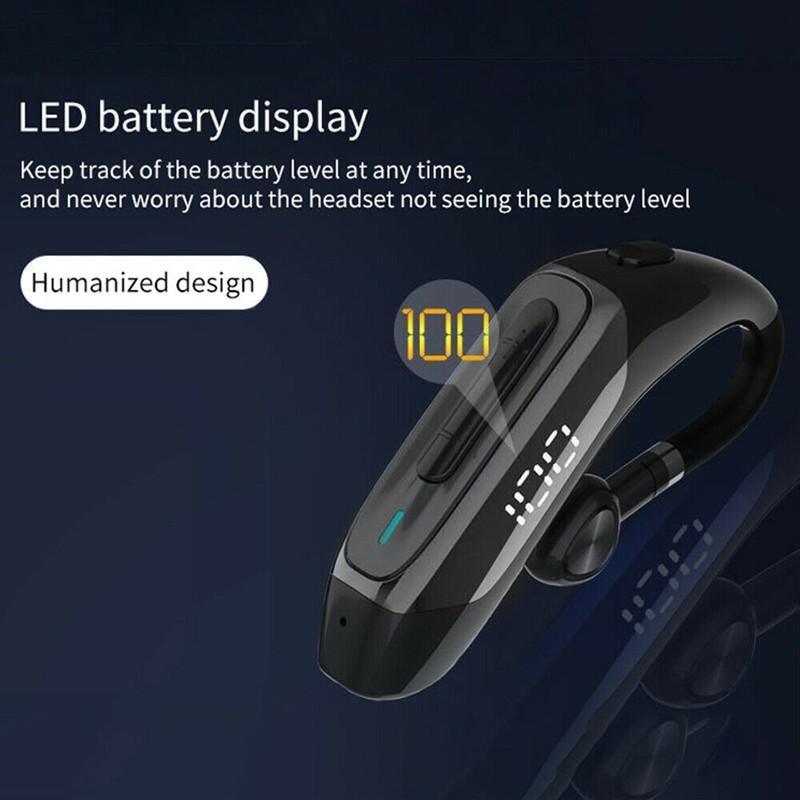 Business Bluetooth 5.0 Wireless Single-Ear Headset LED Power Display Ultra-Long Standby Earbud Headphones Wireless Black Earphone Bluetooth Noise Isolating Wireless Earbuds With Microphones Clear Calls Painless Wearing Stevvex