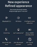 Business Bluetooth Hands-free Earphone Comfortable Single Ear Wireless Headset Waterproof Sport Earbuds 48 Working Time Wireless HD Call Headphone Bluetooth 5.0 Earbuds Noise Isolating Clear Calls Sweat Resistance Lightweight HiFi Headphone Stevvex