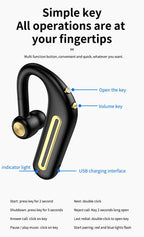 Business Bluetooth Hands-free Earphone Comfortable Single Ear Wireless Headset Waterproof Sport Earbuds 48 Working Time Wireless HD Call Headphone Bluetooth 5.0 Earbuds Noise Isolating Clear Calls Sweat Resistance Lightweight HiFi Headphone Stevvex