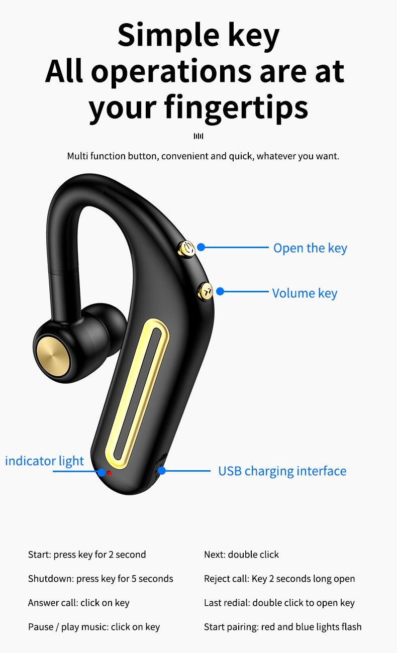 Business Bluetooth Hands-free Earphone Comfortable Single Ear Wireless Headset Waterproof Sport Earbuds 48 Working Time Wireless HD Call Headphone Bluetooth 5.0 Earbuds Noise Isolating Clear Calls Sweat Resistance Lightweight HiFi Headphone Stevvex