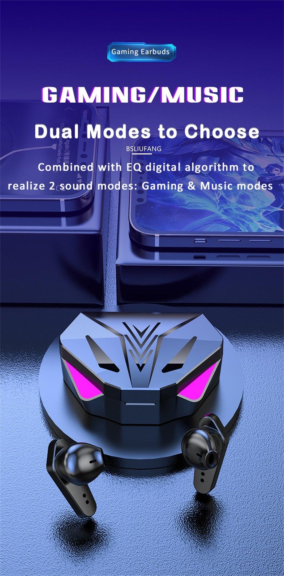 Bluetooth Game Headset Mobile Game 65ms Low Latency Chicken Winner True Wireless Earbuds with Mic Gaming Bluetooth Headphones Touch Control  Eating Competitive Stereo Noise Reduction Earphones With Mic Stevvex