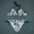 Push Up Bikini Floral Print Swimsuit Swimwear Women Bathing Suit Bikinis Set Brazilian Beach Female Wear Women's Bikini Swimsuits Floral Printed Bathing Suits for Women 2 Piece Bikini Stevvex