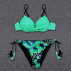 Push Up Bikini Floral Print Swimsuit Swimwear Women Bathing Suit Bikinis Set Brazilian Beach Female Wear Women's Bikini Swimsuits Floral Printed Bathing Suits for Women 2 Piece Bikini Stevvex