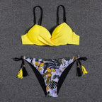 Push Up Bikini Floral Print Swimsuit Swimwear Women Bathing Suit Bikinis Set Brazilian Beach Female Wear Women's Bikini Swimsuits Floral Printed Bathing Suits for Women 2 Piece Bikini Stevvex