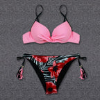 Push Up Bikini Floral Print Swimsuit Swimwear Women Bathing Suit Bikinis Set Brazilian Beach Female Wear Women's Bikini Swimsuits Floral Printed Bathing Suits for Women 2 Piece Bikini Stevvex