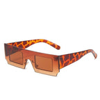 Rectangle Sunglasses for Women Retro Trendy Fashion Glasses Oval Lenses Narrow Thin Square Frame with UV400 Protection Decent Contrast Color Slice Box Style Glasses In Ocean Color  Sunglasses For Men & Women Stevvex