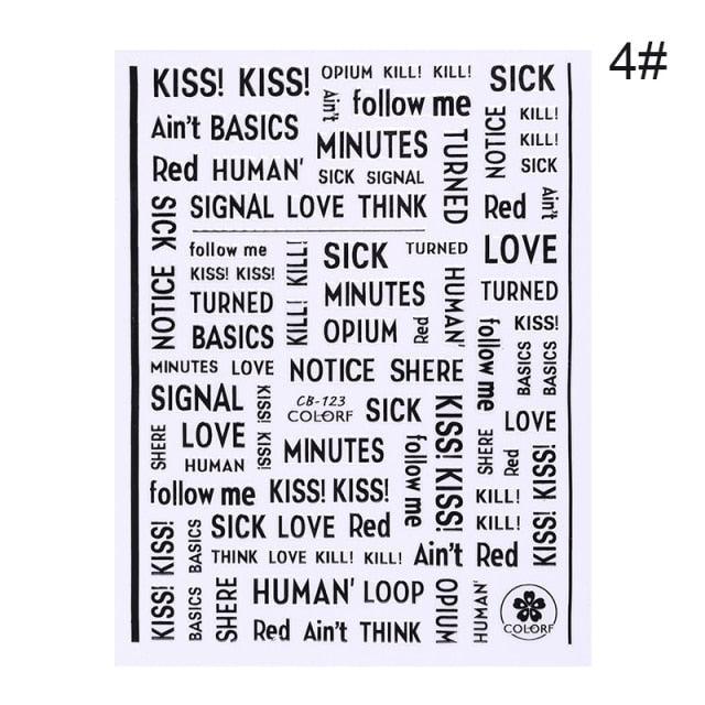 3D Nail Sticker Russian English Letter Sticker For Nails Foil Love Heart Design Accessories Fashion Manicures Sticker Decoration  Nail Art Stickers Water Transfer Nail Decals Full Wraps Gradient Acrylic Nail Kits for Women Manicure Decoration Stevvex
