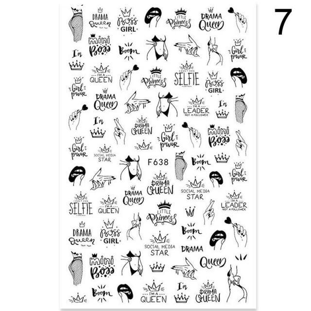 3D Nail Sticker Russian English Letter Sticker For Nails Foil Love Heart Design Accessories Fashion Manicures Sticker Decoration  Nail Art Stickers Water Transfer Nail Decals Full Wraps Gradient Acrylic Nail Kits for Women Manicure Decoration Stevvex