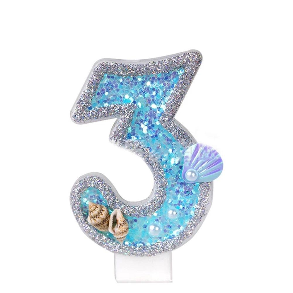 Blue Shell Glitter Number Birthday Candles Numeral Birthday Candles Cake Numeral Candles Number 0-9 Glitter Cake Topper Decoration for Birthday Wedding Anniversary Party Cake Toppers Birthday Wedding Digital Cakes Dessert Decor Birthday Decoration Stevvex