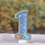Blue Shell Glitter Number Birthday Candles Numeral Birthday Candles Cake Numeral Candles Number 0-9 Glitter Cake Topper Decoration for Birthday Wedding Anniversary Party Cake Toppers Birthday Wedding Digital Cakes Dessert Decor Birthday Decoration Stevvex