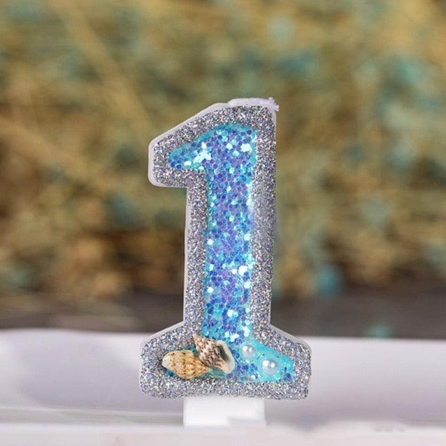 Blue Shell Glitter Number Birthday Candles Numeral Birthday Candles Cake Numeral Candles Number 0-9 Glitter Cake Topper Decoration for Birthday Wedding Anniversary Party Cake Toppers Birthday Wedding Digital Cakes Dessert Decor Birthday Decoration Stevvex