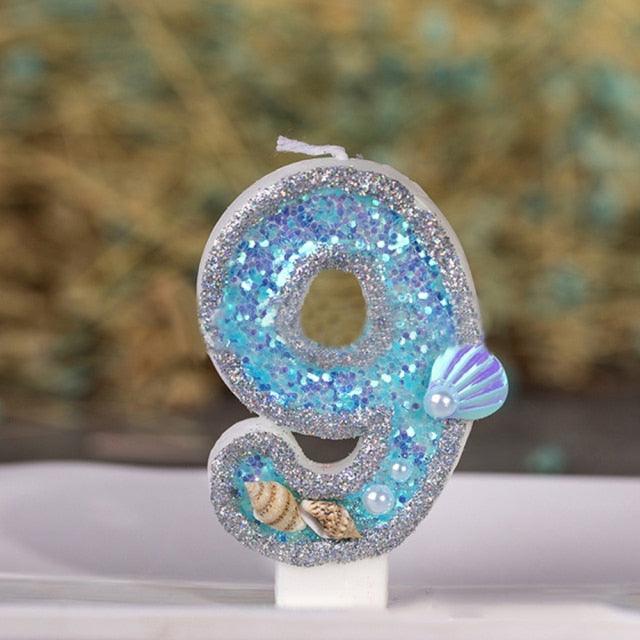 Blue Shell Glitter Number Birthday Candles Numeral Birthday Candles Cake Numeral Candles Number 0-9 Glitter Cake Topper Decoration for Birthday Wedding Anniversary Party Cake Toppers Birthday Wedding Digital Cakes Dessert Decor Birthday Decoration Stevvex