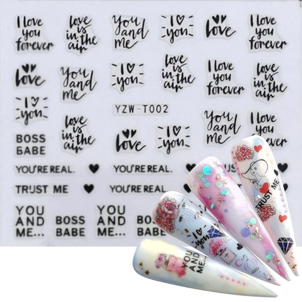 Nail Stickers for Manicure Nail Sticker Sliders For Nails Decal Self-adhesive Nails Figures Transfer Black Accessories Sliders Manicure Decoration 3D Nail Supplies Holographic Decals Transfer Sliders Nail Design Manicures Nail Self-Adhesive Sticker Stevvex