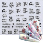 Nail Stickers for Manicure Nail Sticker Sliders For Nails Decal Self-adhesive Nails Figures Transfer Black Accessories Sliders Manicure Decoration 3D Nail Supplies Holographic Decals Transfer Sliders Nail Design Manicures Nail Self-Adhesive Sticker Stevvex