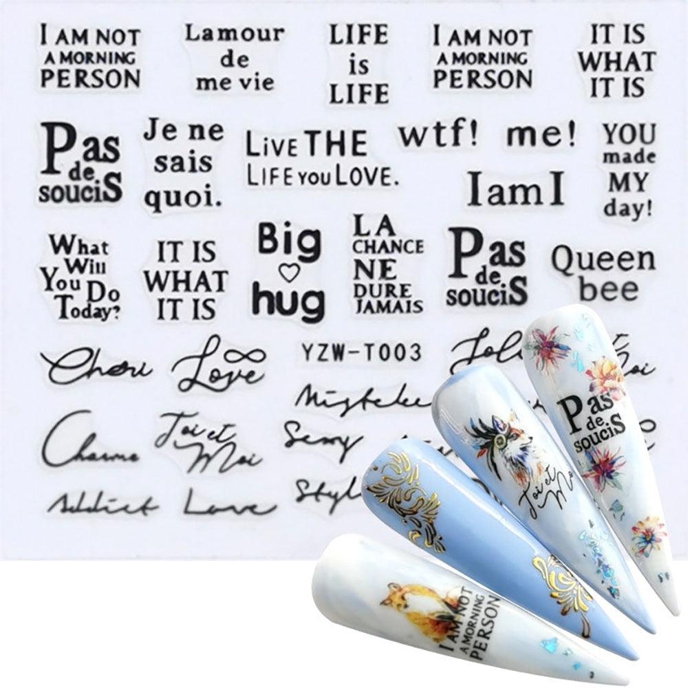 Nail Stickers for Manicure Nail Sticker Sliders For Nails Decal Self-adhesive Nails Figures Transfer Black Accessories Sliders Manicure Decoration 3D Nail Supplies Holographic Decals Transfer Sliders Nail Design Manicures Nail Self-Adhesive Sticker Stevvex
