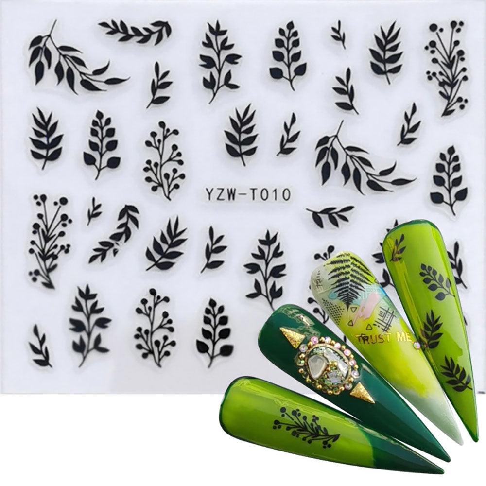 Nail Stickers for Manicure Nail Sticker Sliders For Nails Decal Self-adhesive Nails Figures Transfer Black Accessories Sliders Manicure Decoration 3D Nail Supplies Holographic Decals Transfer Sliders Nail Design Manicures Nail Self-Adhesive Sticker Stevvex