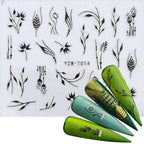 Nail Stickers for Manicure Nail Sticker Sliders For Nails Decal Self-adhesive Nails Figures Transfer Black Accessories Sliders Manicure Decoration 3D Nail Supplies Holographic Decals Transfer Sliders Nail Design Manicures Nail Self-Adhesive Sticker Stevvex
