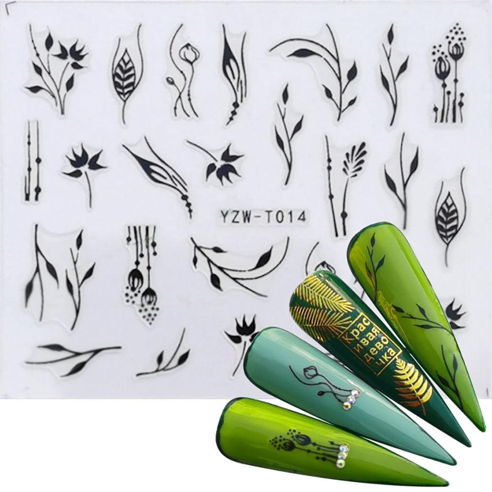 Nail Stickers for Manicure Nail Sticker Sliders For Nails Decal Self-adhesive Nails Figures Transfer Black Accessories Sliders Manicure Decoration 3D Nail Supplies Holographic Decals Transfer Sliders Nail Design Manicures Nail Self-Adhesive Sticker Stevvex