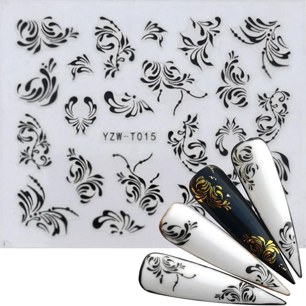 Nail Stickers for Manicure Nail Sticker Sliders For Nails Decal Self-adhesive Nails Figures Transfer Black Accessories Sliders Manicure Decoration 3D Nail Supplies Holographic Decals Transfer Sliders Nail Design Manicures Nail Self-Adhesive Sticker Stevvex