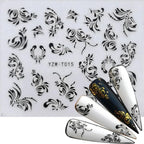 Nail Stickers for Manicure Nail Sticker Sliders For Nails Decal Self-adhesive Nails Figures Transfer Black Accessories Sliders Manicure Decoration 3D Nail Supplies Holographic Decals Transfer Sliders Nail Design Manicures Nail Self-Adhesive Sticker Stevvex