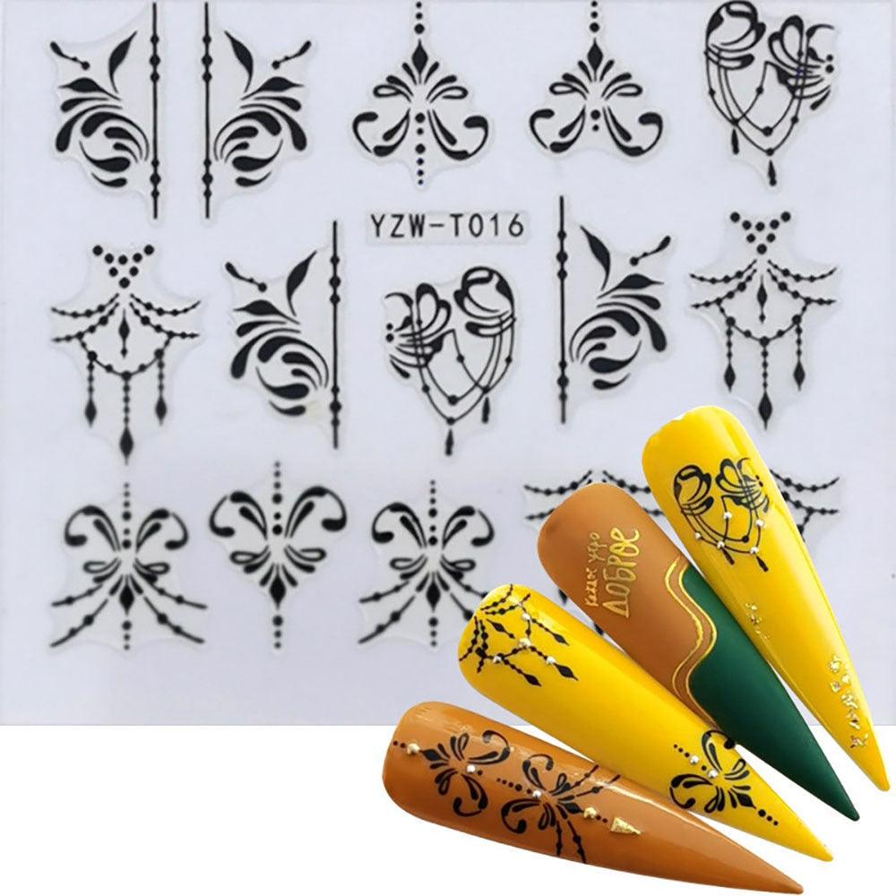 Nail Stickers for Manicure Nail Sticker Sliders For Nails Decal Self-adhesive Nails Figures Transfer Black Accessories Sliders Manicure Decoration 3D Nail Supplies Holographic Decals Transfer Sliders Nail Design Manicures Nail Self-Adhesive Sticker Stevvex