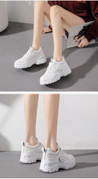 Casual Winter Women Thick Sneakers White Shoes Autumn Winter Fashion Platform Shoes Female Lace Up Rainbow Vulcanized Shoes Comfy Fashion Sneakers Breathable Athletic Casual Shoes Stevvex