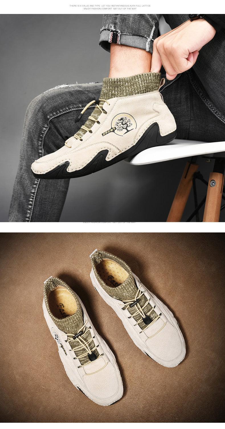 Men Beige Casual Shoes Outdoor Comfy Walking Sneakers Fashion All-Match Sneakers Breathable Cloth Casual Sports Flats Men Lightweight Outdoor Running Sneakers Stevvex