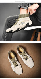 Men Beige Casual Shoes Outdoor Comfy Walking Sneakers Fashion All-Match Sneakers Breathable Cloth Casual Sports Flats Men Lightweight Outdoor Running Sneakers Stevvex