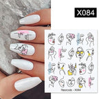 Blue Marble Water Decal Sticker Wave Line Flower Leaf Tree Summer Slider Decor For Manicuring Nail Art Watermarks Curve Graffiti Nail Design for Acrylic Nail Supplies Designer Nail Decorations for Women Girls Kids Stevvex
