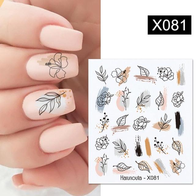 Blue Marble Water Decal Sticker Wave Line Flower Leaf Tree Summer Slider Decor For Manicuring Nail Art Watermarks Curve Graffiti Nail Design for Acrylic Nail Supplies Designer Nail Decorations for Women Girls Kids Stevvex