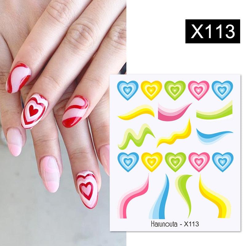Rainbow Wave Love Heart Pattern Water Decals Stickers Butterfly Dragon Geometry Slider For Nails Art Decoration Tip Water Transfer Nail Decals Sticker For Pretty Girl Self-Adhesive Nail Decals Designer Nail Stickers for Acrylic Stevvex