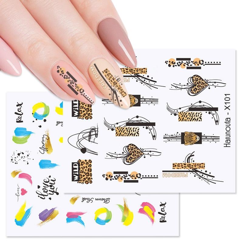 Rainbow Wave Love Heart Pattern Water Decals Stickers Butterfly Dragon Geometry Slider For Nails Art Decoration Tip Water Transfer Nail Decals Sticker For Pretty Girl Self-Adhesive Nail Decals Designer Nail Stickers for Acrylic Stevvex