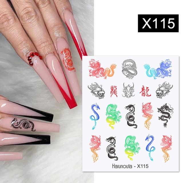 Rainbow Wave Love Heart Pattern Water Decals Stickers Butterfly Dragon Geometry Slider For Nails Art Decoration Tip Water Transfer Nail Decals Sticker For Pretty Girl Self-Adhesive Nail Decals Designer Nail Stickers for Acrylic Stevvex