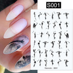 Marble Blooming 3D Nail Sticker Decals Flower Leaves Transfer Water Sliders Abstract Geometric Lines Nail Watermark Decals iridescent Decoration Nail Self-Adhesive Decals Nail Stickers Water Transfer Fresh Nail Decals for Nail Art Butterfly Palm