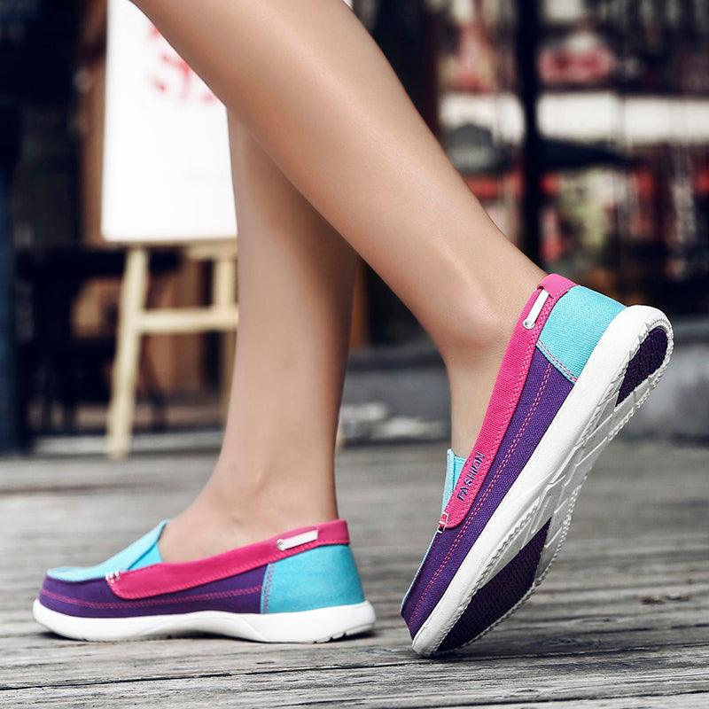 Fashion Women Flat Shoes New Espadrilles Casual Canvas Spring Summer Women Flat Mesh Running Casual Slip On Comfortable Walking Flats Shoes For Womens Stevvex