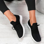 Elegant Sport Women's Vulcanized Female Lace Up Mesh Sneakers Round Toe Casual Walking Shoes Mesh Flat Anti-slip Women Breathable Mesh Fashion Sneakers Stevvex