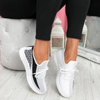 Elegant Sport Women's Vulcanized Female Lace Up Mesh Sneakers Round Toe Casual Walking Shoes Mesh Flat Anti-slip Women Breathable Mesh Fashion Sneakers Stevvex