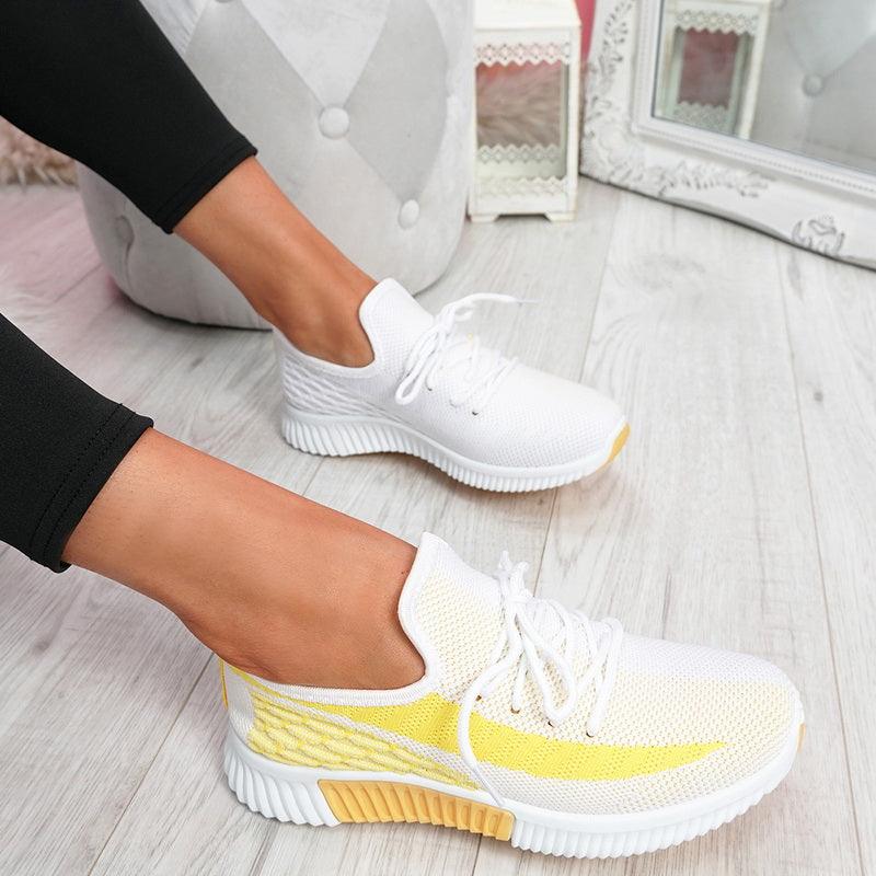 Elegant Sport Women's Vulcanized Female Lace Up Mesh Sneakers Round Toe Casual Walking Shoes Mesh Flat Anti-slip Women Breathable Mesh Fashion Sneakers Stevvex