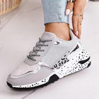 Women Sneakers Leopard Print Lace-Up Women's Vulcanize Shoes Sports Sneakers Breathable Height Increasing Walking Jogging Sneakers Gold Silver Sport Running Women's Sneakers Stevvex