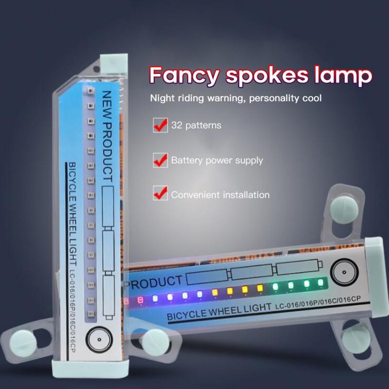Bicycle Motorcycle Bike Tire Wheel Lights 32 Patterns LED Flash Spoke Lamp Cycling Light Bike Bicycle Spoke LED Lights Bright Cycling Flashing Night Light Safe Accessories Stevvex