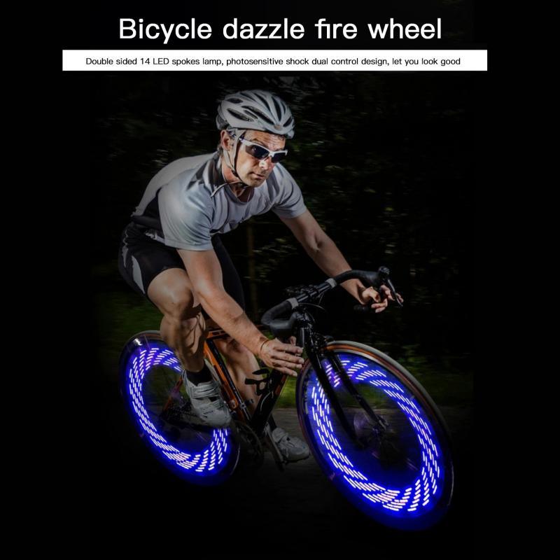 Bicycle Motorcycle Bike Tire Wheel Lights 32 Patterns LED Flash Spoke Lamp Cycling Light Bike Bicycle Spoke LED Lights Bright Cycling Flashing Night Light Safe Accessories Stevvex