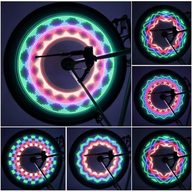 Bicycle Motorcycle Bike Tire Wheel Lights 32 Patterns LED Flash Spoke Lamp Cycling Light Bike Bicycle Spoke LED Lights Bright Cycling Flashing Night Light Safe Accessories Stevvex