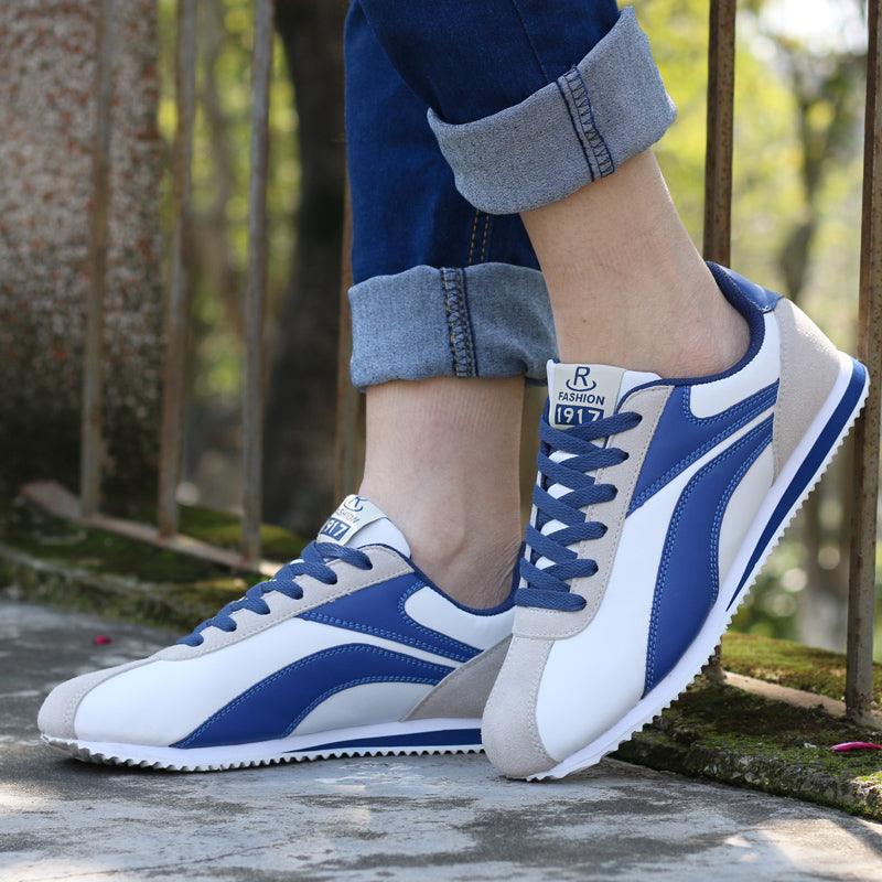 Fashion Men Sport Breathable Running Sneakers Casual Breathable Walking Shoes Sport Athletic Blue White Sneakers Gym Tennis Slip On Walking Outdoor Workout Sneakers Stevvex