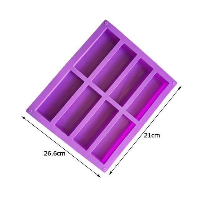 8 Cavity Cake Mold Rectangular Chocolate Silicone Moulds Handmade Soap Mold Moon Cake Decorate Baking Mould Cube Tray Ice Bar Silicone Mold Cereal Energy Bar Mold Butter Mold Stevvex
