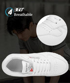 Elegant White Leather Mans Womens Sneakers Summer Lace-Up Trainers Gym Tennis Running Breathable High Quality Sport Women Mesh Wokrout Casual Slip On Flats Sneakers Stevvex